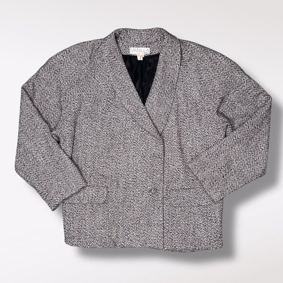 Vintage Vanilla London Blazer Oversized Tweed Jacket Made in England Size 10 - Picture 9 of 10